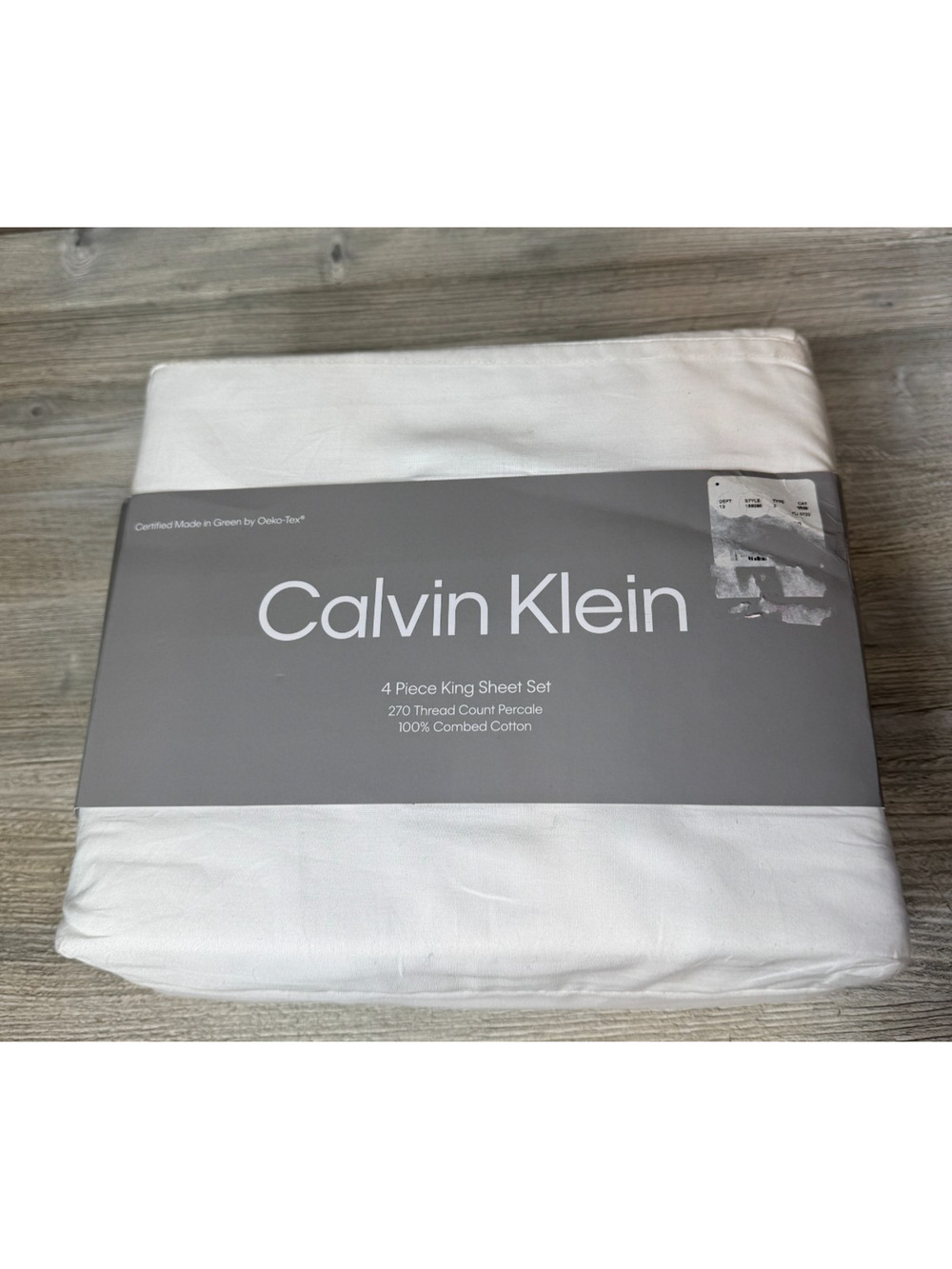 Calvin Klein 4 Piece King Sheet Set 270 Thread Count 100% Percale Cotton